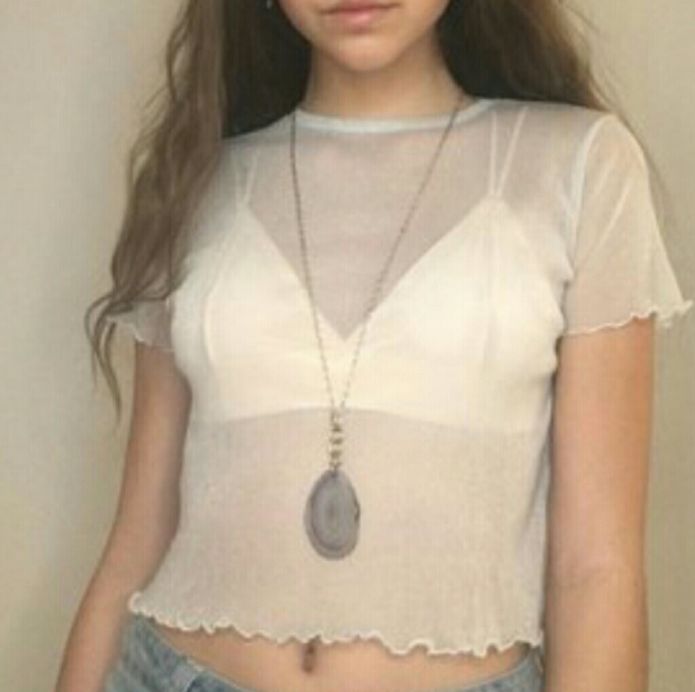 Sold❌ clear/white mesh top
